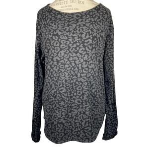 H&M Leopard Print Gray Long Sleeve Blouse Women’s Size Medium